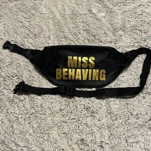 Black and Gold 'Miss Behaving' Waist Bag